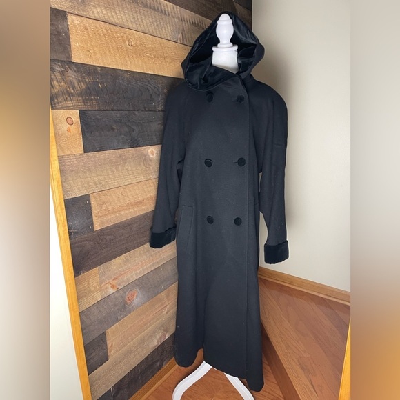 Vintage Herman Kay Wool Velvet Long Winter Outdoors Y2K Coat Size 14 - Picture 1 of 8